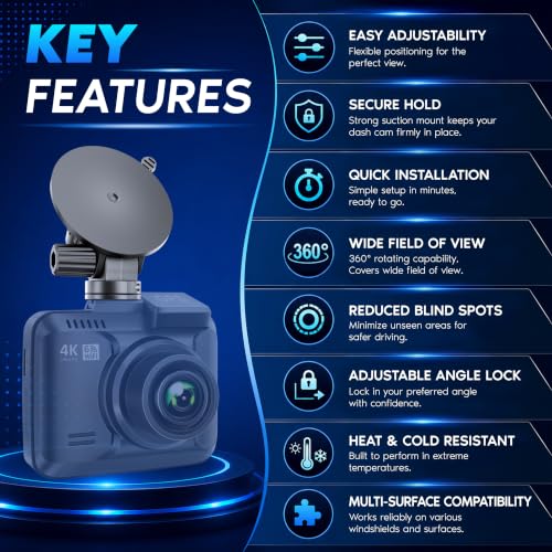 ROVE Suction Cup Mount for R2-4K, R2-4K PRO and R2-4K Dual Dash - Product Imagery