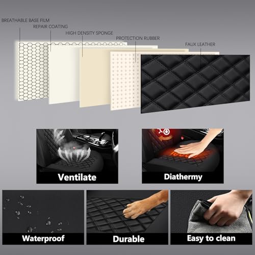 Premium Leather Car Seat Covers Full Set,Universal Fit for - Product Imagery