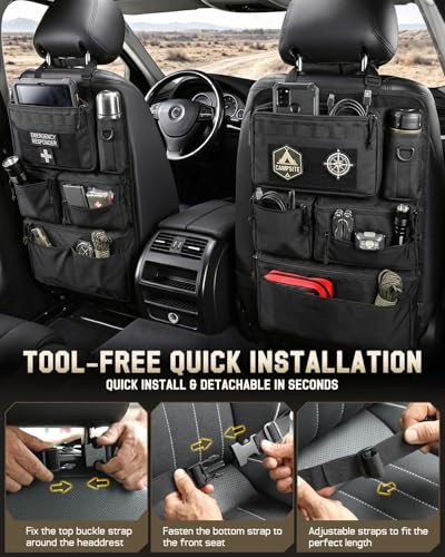 All in One Car Seat Back Organizer Fit Most Cars SUV Trucks Jeeps - Product Imagery