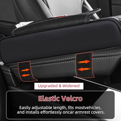 5 in 1 Nappa Leather Console Armrest Cover, Black - Product Imagery
