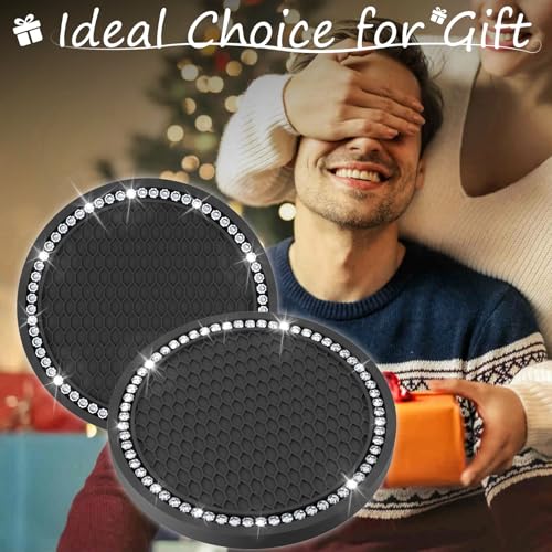 BFXM 2 PCS Bling Cup Holder Coasters for Car 2.75 inch (White - Product Imagery