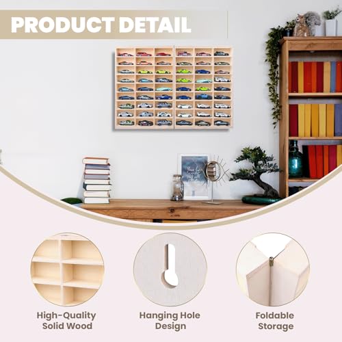 1:64 Model Car Wooden Display Case,54 Space,Storage Display - Product Imagery