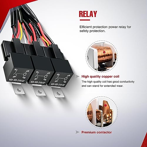 Nilight 16AWG LED Light Bar Wiring Harness Kit-6 Leads - Product Imagery