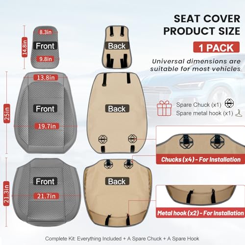 1 Pack Gray Ventilated Cooling Car Seat Covers for Summer - Product Imagery