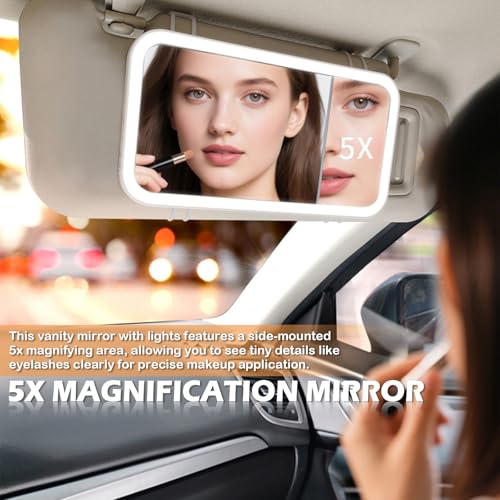 2026 Upgraded Car Vanity Mirror with Lights 5X - Product Imagery