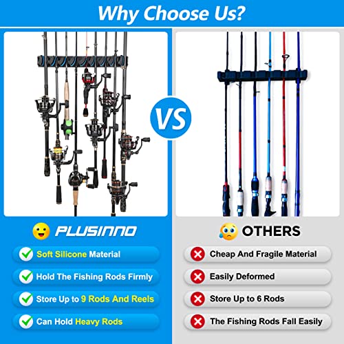 PLUSINNO V9 Fishing Rod Holder, Wall Mount Fishing Pole Holder - Product Imagery