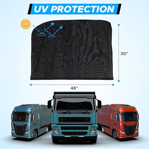EcoNour Truck Side Window Shade (2 Pack) Mesh Sunshade for Semi - Product Imagery