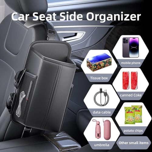 Car Tissue Holder for Front Seat with 2 Side Mesh Pockets - Product Imagery