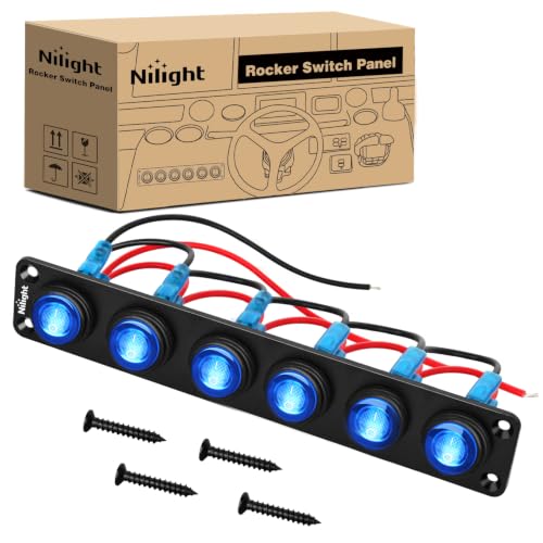 Nilight 6 Gang Rocker Switch Panel IP67 Waterproof 12V/24V - Product Imagery