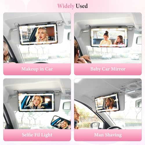 SINGARO Car Sun Visor Vanity Mirror - Rechargeable Makeup Mirror - Product Imagery