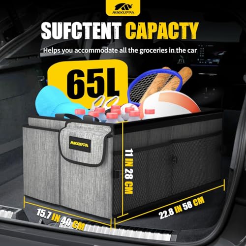 MIKKUPPA Trunk Organizer with Lid - 65L Collapsible Car - Product Imagery