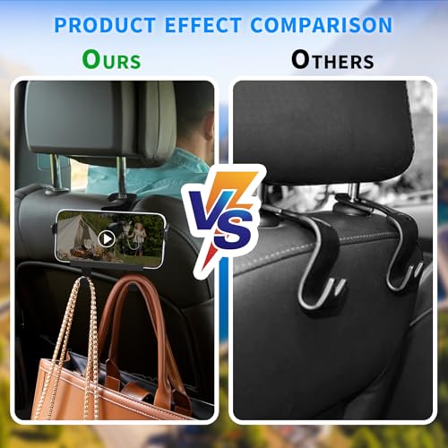 Upgraded Car Headrest Hidden Hook 2 in 1 Car Seat Hooks with - Product Imagery