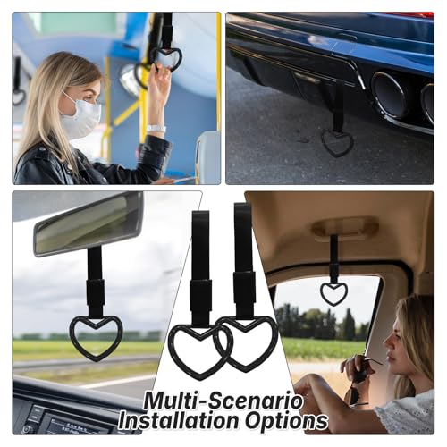 2 Pcs Heart Shaped Car Handle Strap – Drift Charm Rear Bumper - Product Imagery