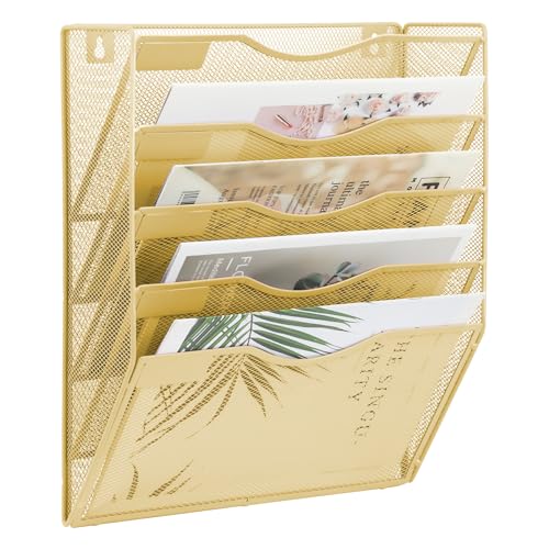 EASEPRES 5 Pocket Mesh Hanging Wall File Organizer, Wall Mounted - Product Imagery