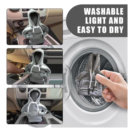 JOYCOURT Car Gear Shift Hoodie Auto Shifter Knob Cover, Gray - Product Imagery