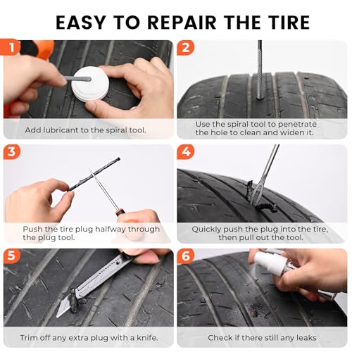 ETENWOLF Flat Tire Repair Kit with Plugs 16 Pcs, Heavy Duty Tire - Product Imagery