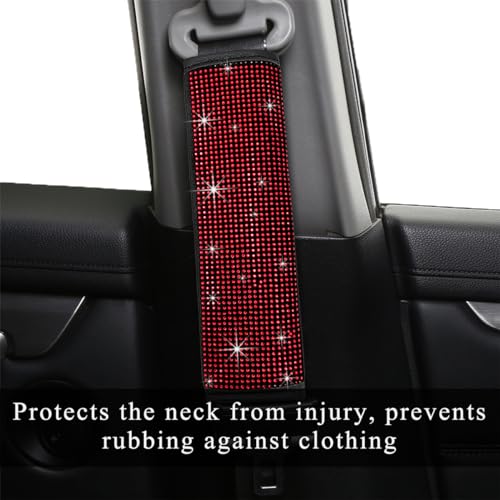 2 PCS Bling Car Seat Belt Cover, Sparkle Leather Seat Belt Pads - Product Imagery