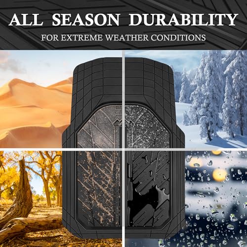 CAR PASS Heavy Rubber Car Floor Mats, Deep Waterproof Car Mats - Product Imagery