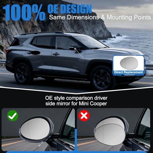 Driver Side Mirror Glass Compatible With Mini Cooper 2007-2015 - Product Imagery