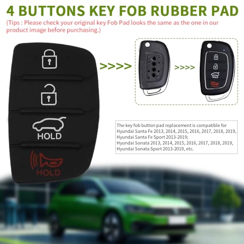 Key Fob Rubber Button Pad Replacement for Hyundai Santa Fe Sport - Product Imagery