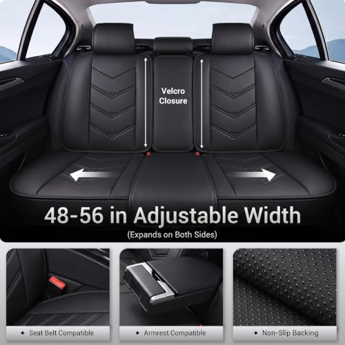 Seat Covers Full Set, Black Seat Covers for Cars 5 Seats, Car - Product Imagery