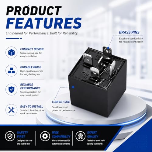 Pack 12V 5 Pin Relay 30/40 Amp SPDT Automotive Switch - Product Imagery