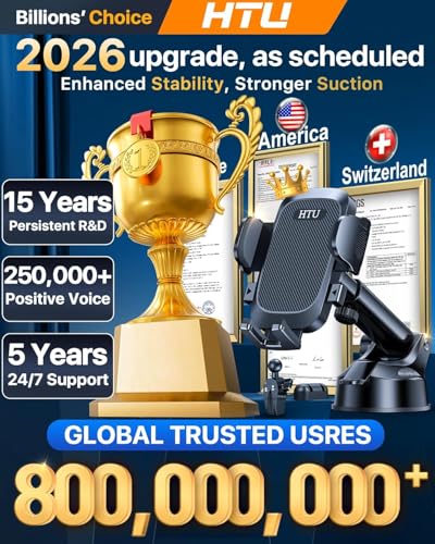 HTU Car Phone Holder【2026 Upgraded 100+LBS Suction & Safety - Product Imagery