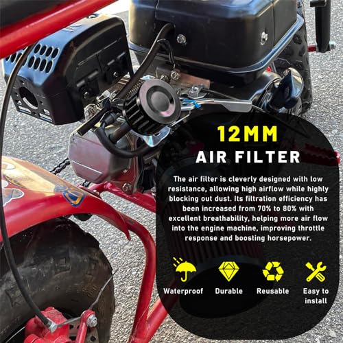 12mm Mini Air Filter, Universal Motor Cold Air Intake Filter - Product Imagery