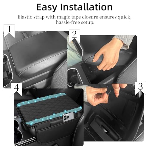 NBTEPEM Bling Car Center Console Cover, Leather Car Arm Rest - Product Imagery
