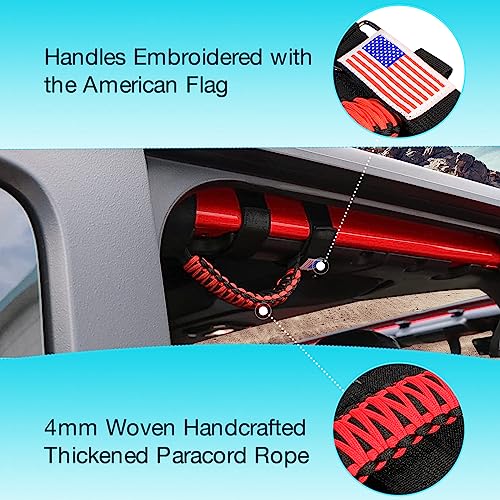 GAIZON 4 Pack Grab Handles Paracord Roll Bar for Jeep Wrangler - Product Imagery