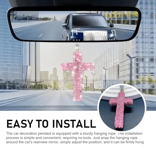 Bling Cross Car Hanging Accessories, Crystal Rhinestone Rear - Product Imagery