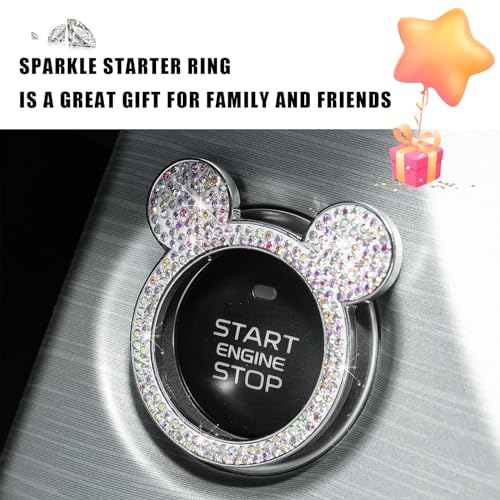 Augeny Bling Car Engine Start Button Cover, Rhinestone Key - Product Imagery