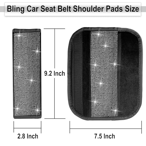 ecocstm 2 PCS Bling Car Seat Belt Shoulder Pads, Bling Seat Belt - Product Imagery