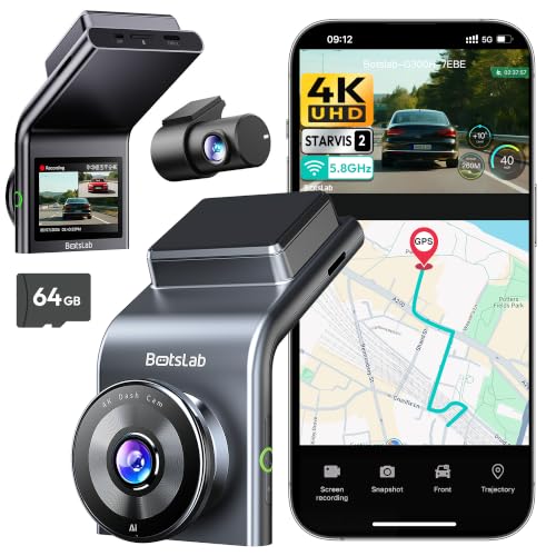 BOTSLAB G300H Plus 4K STARVIS 2 Dual Dash Cam Front and - Product Imagery