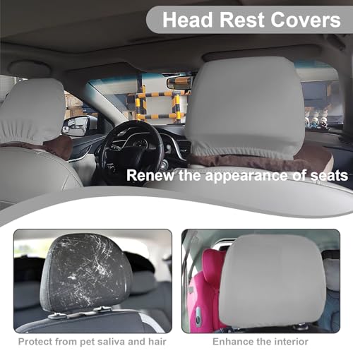 BFXM 2Pcs Car Seat Headrest Cover, Gray Flexible Car Headrest - Product Imagery