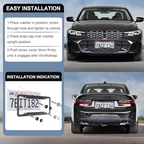 LivTee Carbon Fiber License Plate Frames, 2PCS Car License Plate - Product Imagery