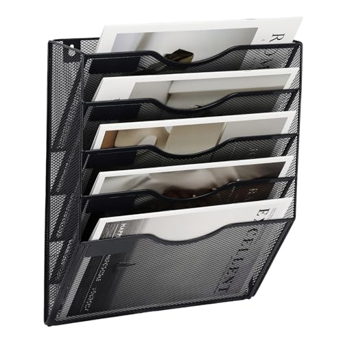 EASEPRES 5 Pocket Mesh Hanging Wall File Organizer, Wall Mounted - Product Imagery
