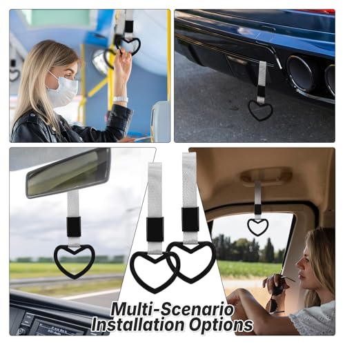 2 Pcs Heart Shaped Car Handle Strap – JD M Drift Charm Rear - Product Imagery