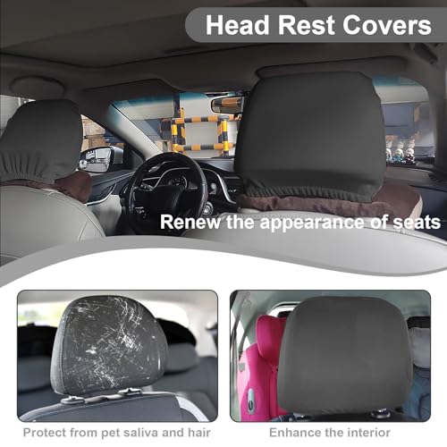 BFXM 2Pcs Car Seat Headrest Cover, Black Flexible Car Headrest - Product Imagery