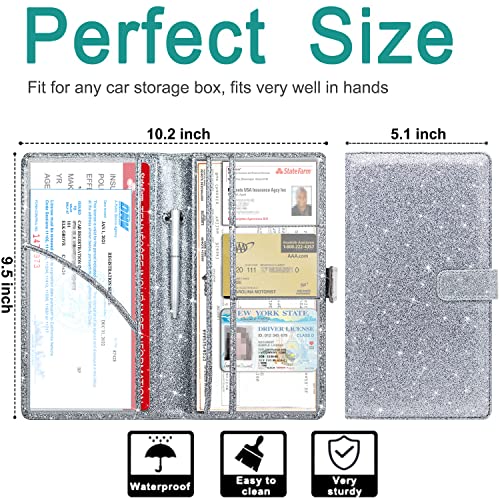 RSAquar Car Registration & Insurance Holder - Leather Glove Box - Product Imagery