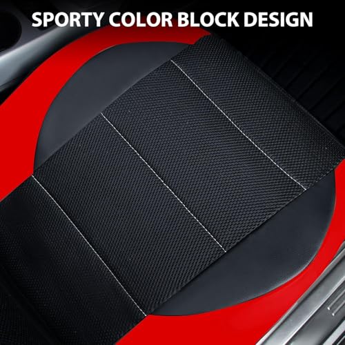 CAR PASS Leather Car Seat Covers Front Seats Only, with Air Mesh - Product Imagery