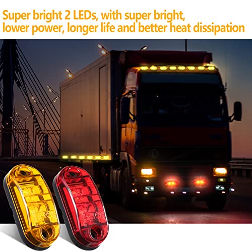 Tallew 10 Pcs 2.5 Inch LED Trailer Side Marker Lights, Amber, Red - Product Imagery