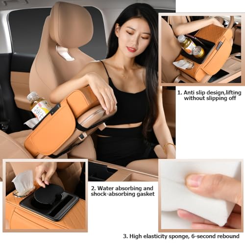Car Armrest Cushion,5-in-1 Center Console Cover with 2 Storage - Product Imagery