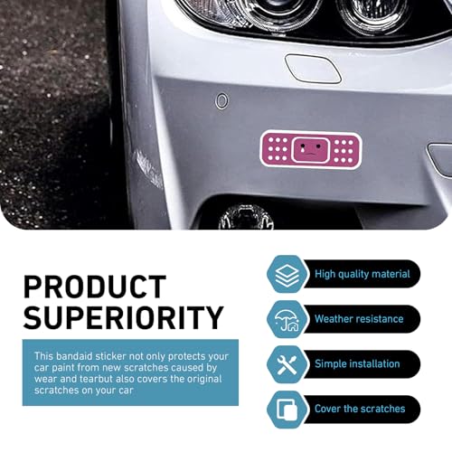7PCS Car Bandaid Sticker, Funny Bandage Decal for Car Damage, - Product Imagery