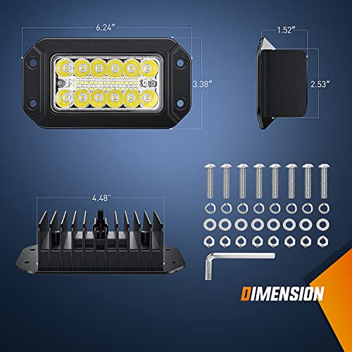 Nilight Flush Mount LED Light Pods 2PCS 6 Inch 39W Upgraded Spot - Product Imagery