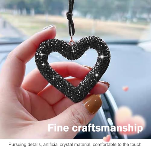 Bling Car Hanging Accessory, Heart-shaped Rhinestone Charm, - Product Imagery