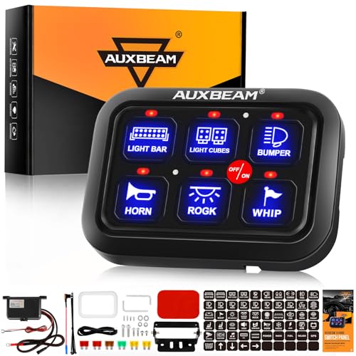 Auxbeam 6 Gang Switch Panel BC60, Universal Circuit Control - Product Imagery