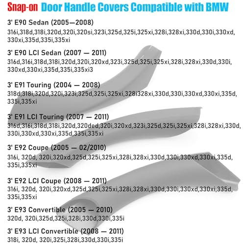 Jaronx for BMW 3 Series E90/E91 Door Handle Covers 6PCS 2006-2011 - Product Imagery