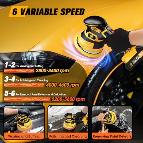 Cordless Car Buffer Polisher kit, DA Polisher with 2*21V - Product Imagery
