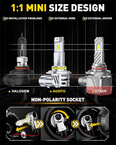 AUXITO 9005 9006 LED Bulb, 900% Brighter, 3 Min Quick Install, - Product Imagery